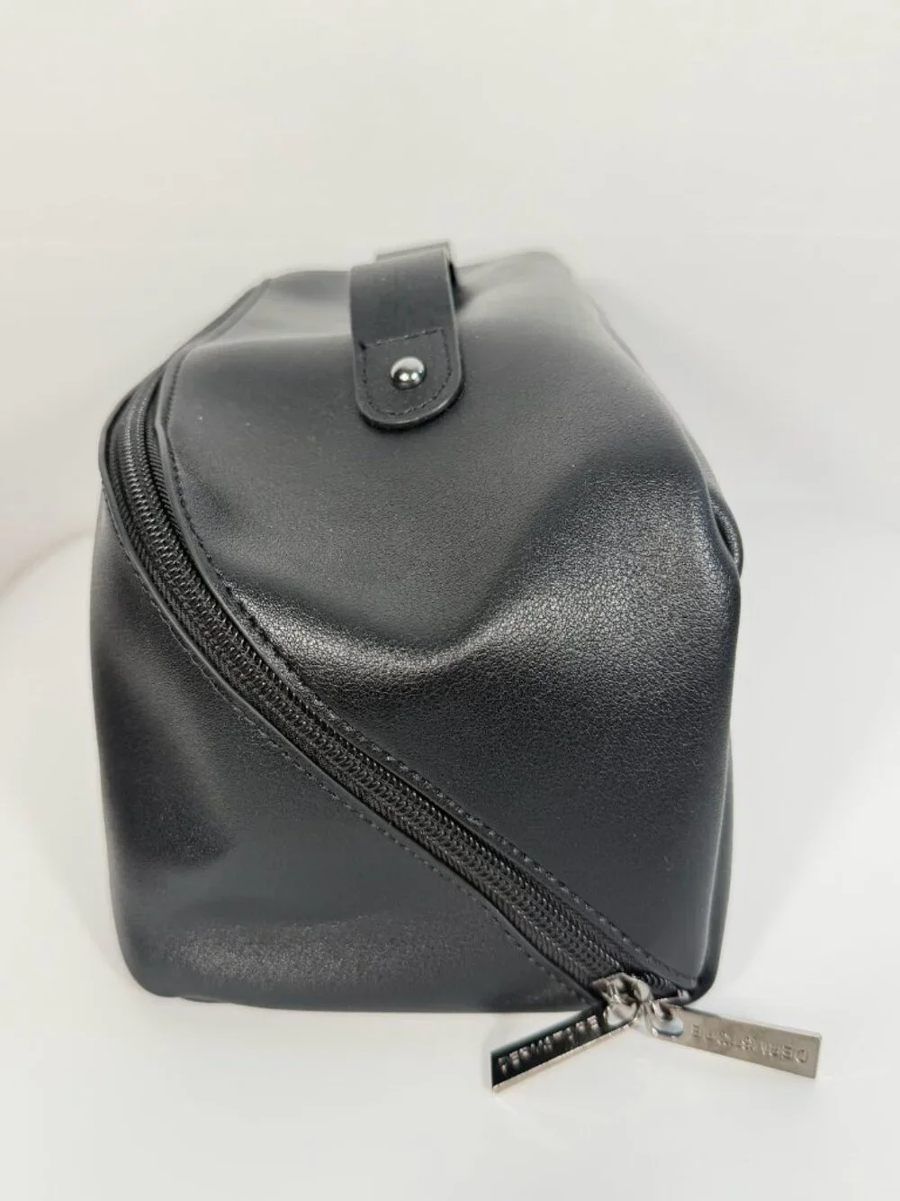 Dermstore Large Black Vinyl Cosmetic Bag Zippered Makeup Travel Case NWOT